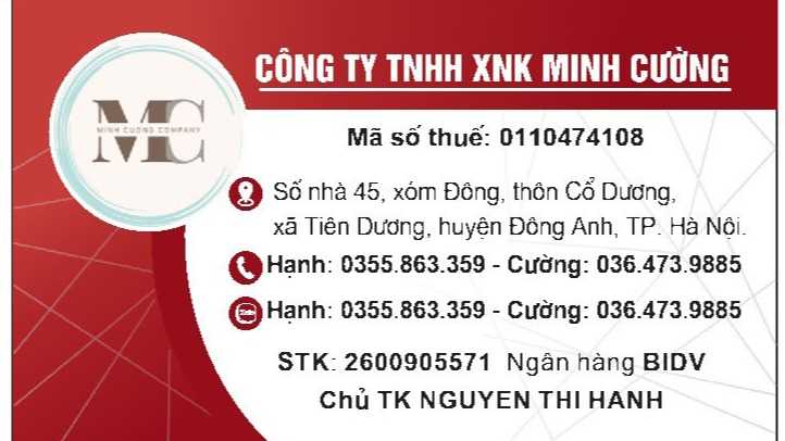 Công Ty TNHH XNK Minh Cường cần tìm đơn vị vận chuyển Mì, Phở gạo đến Đài Loan