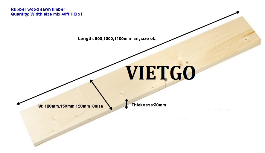 Vị khách hàng thân thiết của VIETGO đang cần nhập khẩu 1 container 40ft GỖ CAO SU xẻ từ Việt Nam