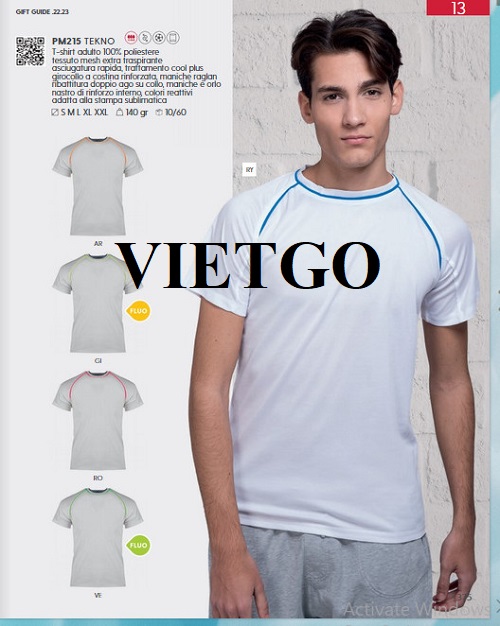 Cơ hội xuất khẩu số lượng lớn áo T-shirt đến từ đối tác tiềm năng người Ý