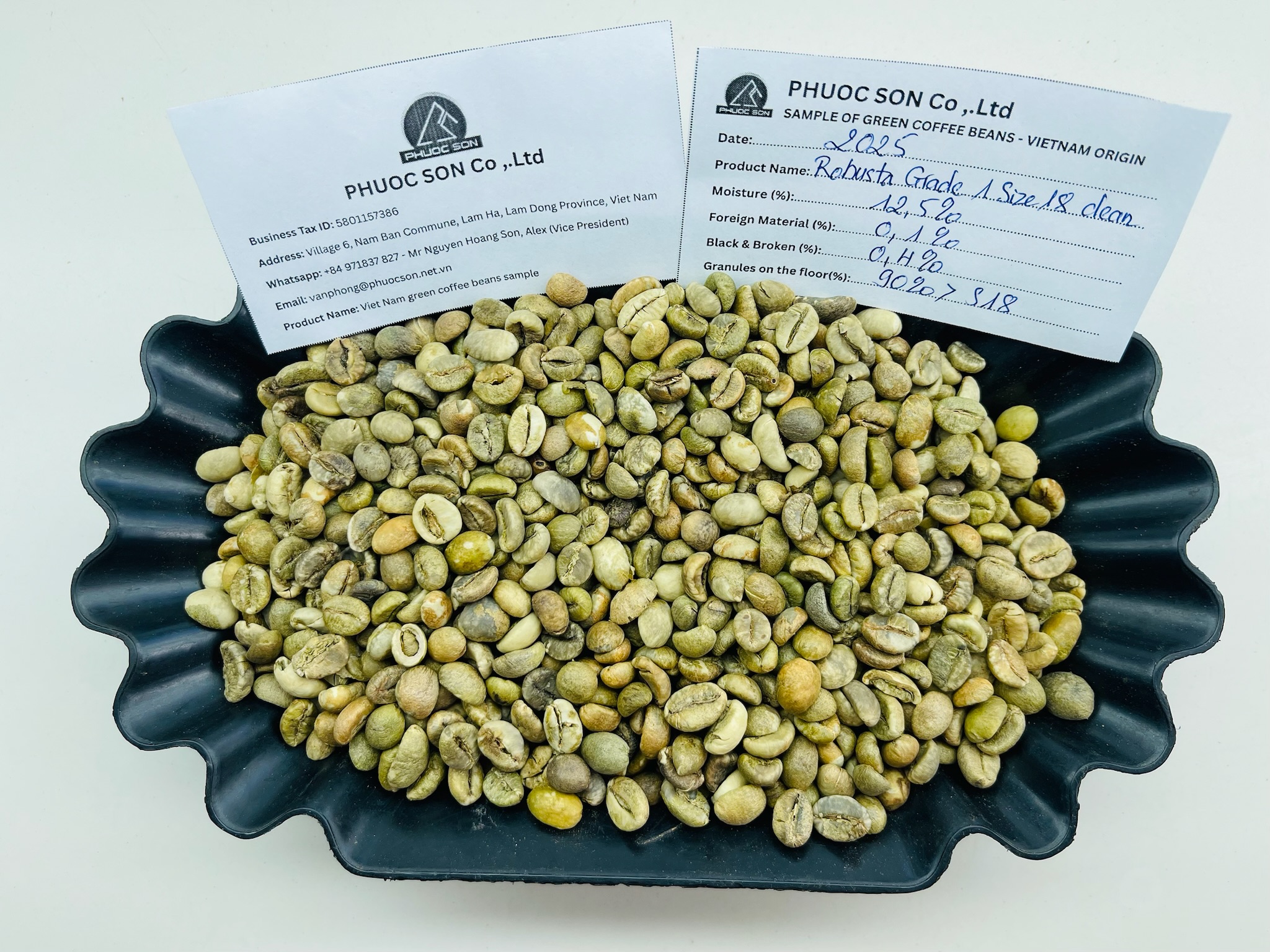 Robusta Grade 1 - R18 Clean 0.1% Black, 0.3% Broken